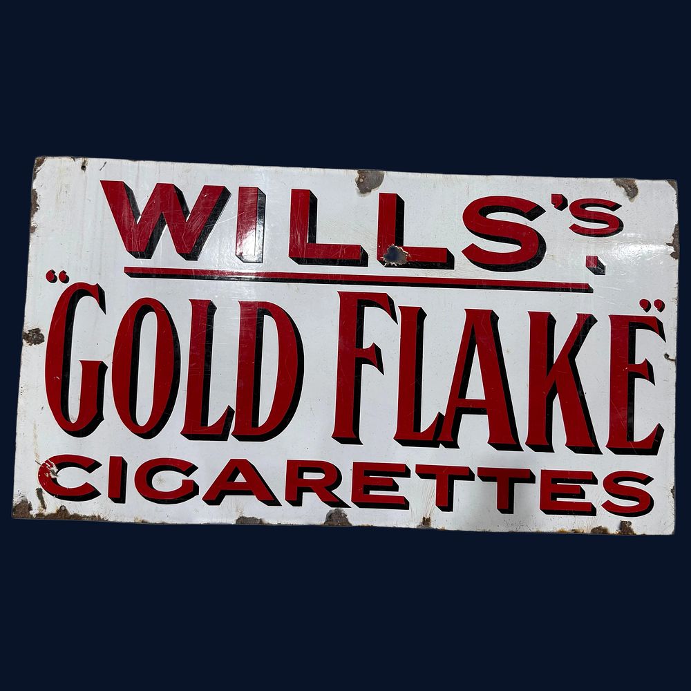 Lot 42: Wills's Gold Flake Cigarettes Enamel Advertising Sign