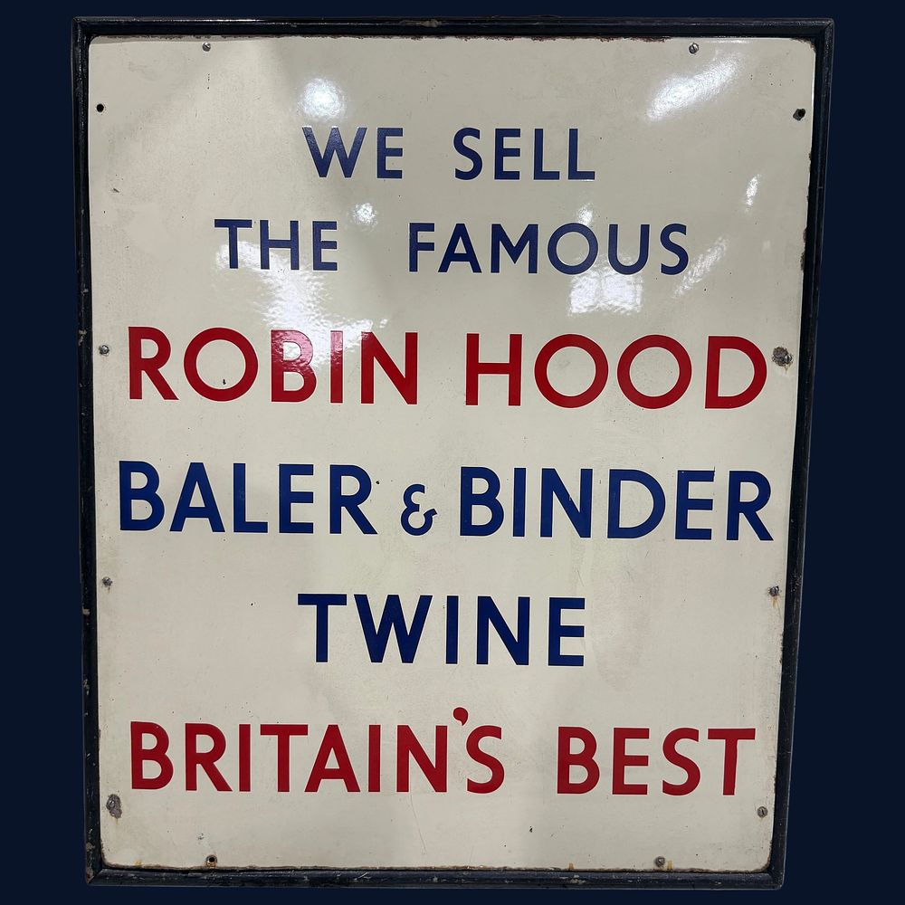 Lot 44: Robin Hood Baler & Binder Twine Enamel Advertising Sign