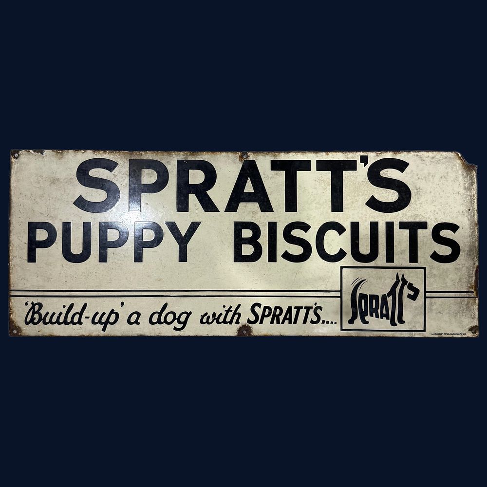 Lot 46: Spratt's Puppy Biscuits Enamel Advertising Sign