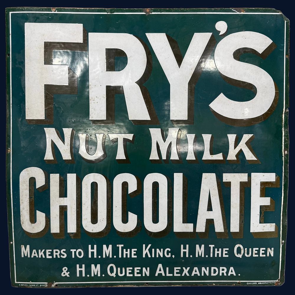 Lot 50: Fry's Nut Milk Chocolate Enamel Advertising Sign