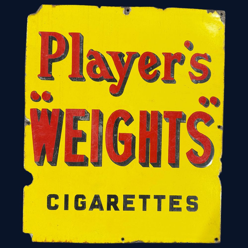 Lot 51: Player's Weights Cigarettes Enamel Advertising Sign