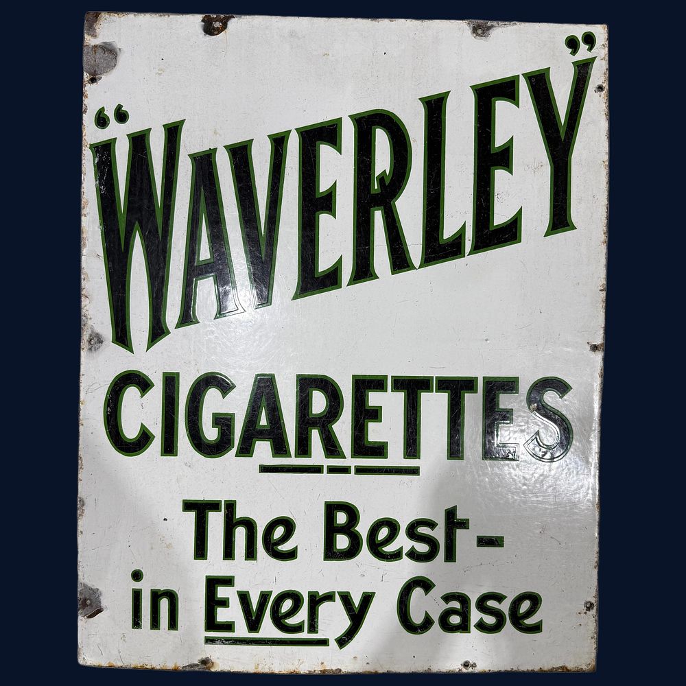 Lot 54: Waverley Cigarettes Enamel Advertising Sign