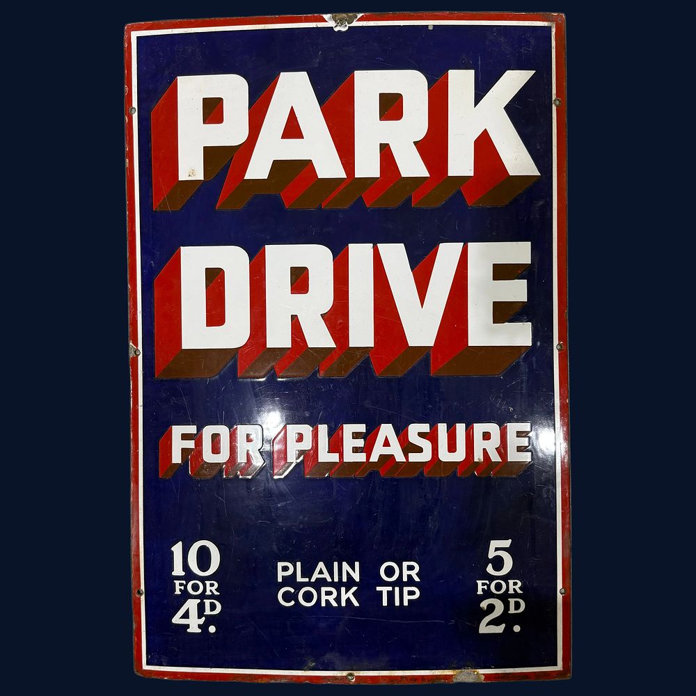 Lot 57: Park Drive Enamel Advertising Sign