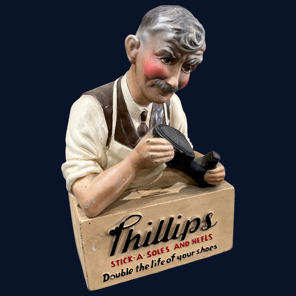 Lot 66: Phillips Stick-A-Soles and Heels Plaster Countertop Advertising Display Model