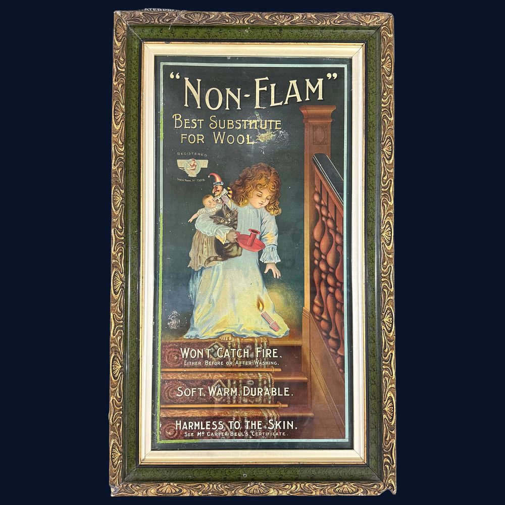 Lot 97: Non-Flam Wool Substitute Framed Advertising Showcard