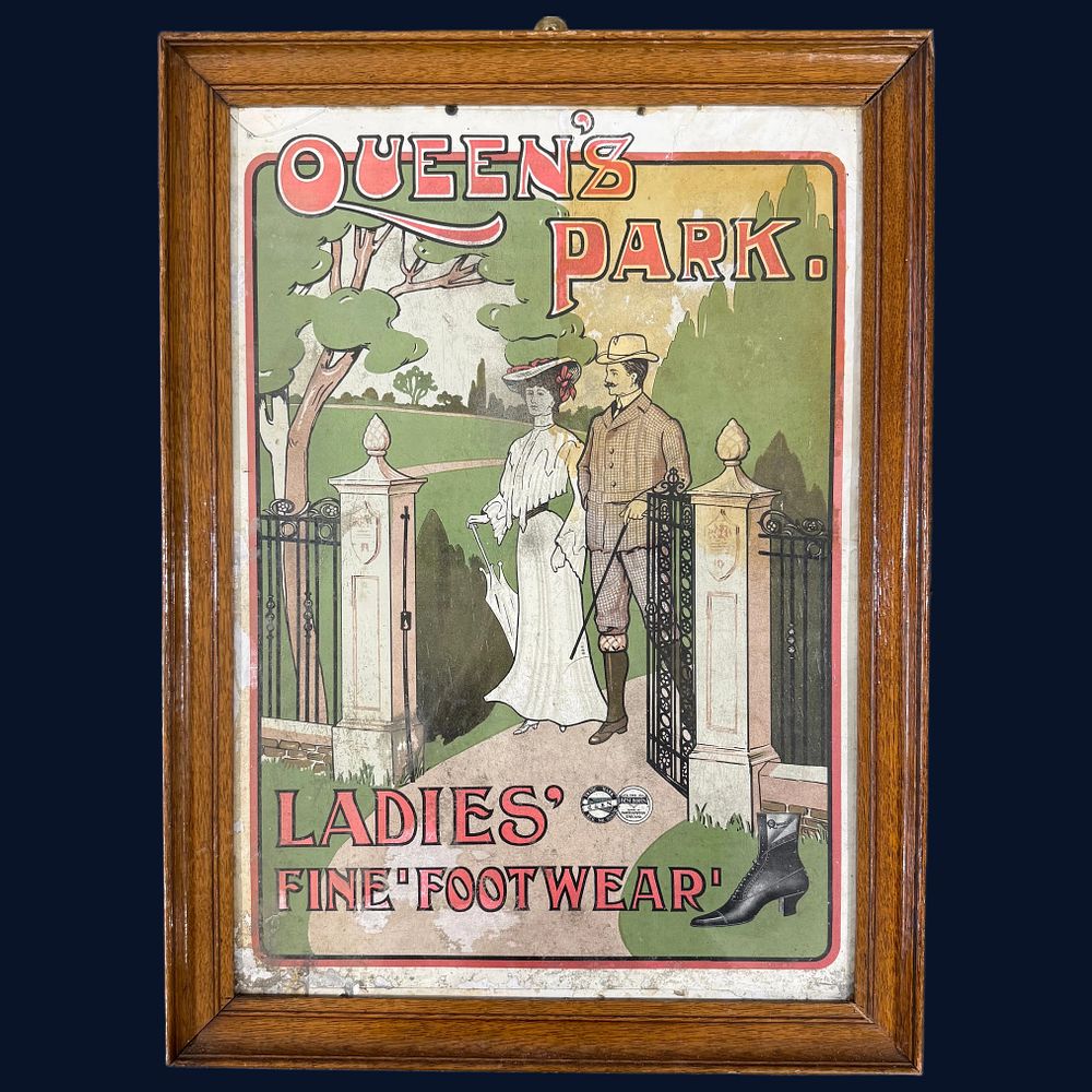 Lot 101: Queen's Park Ladies' Fine Footwear Advertising Showcard