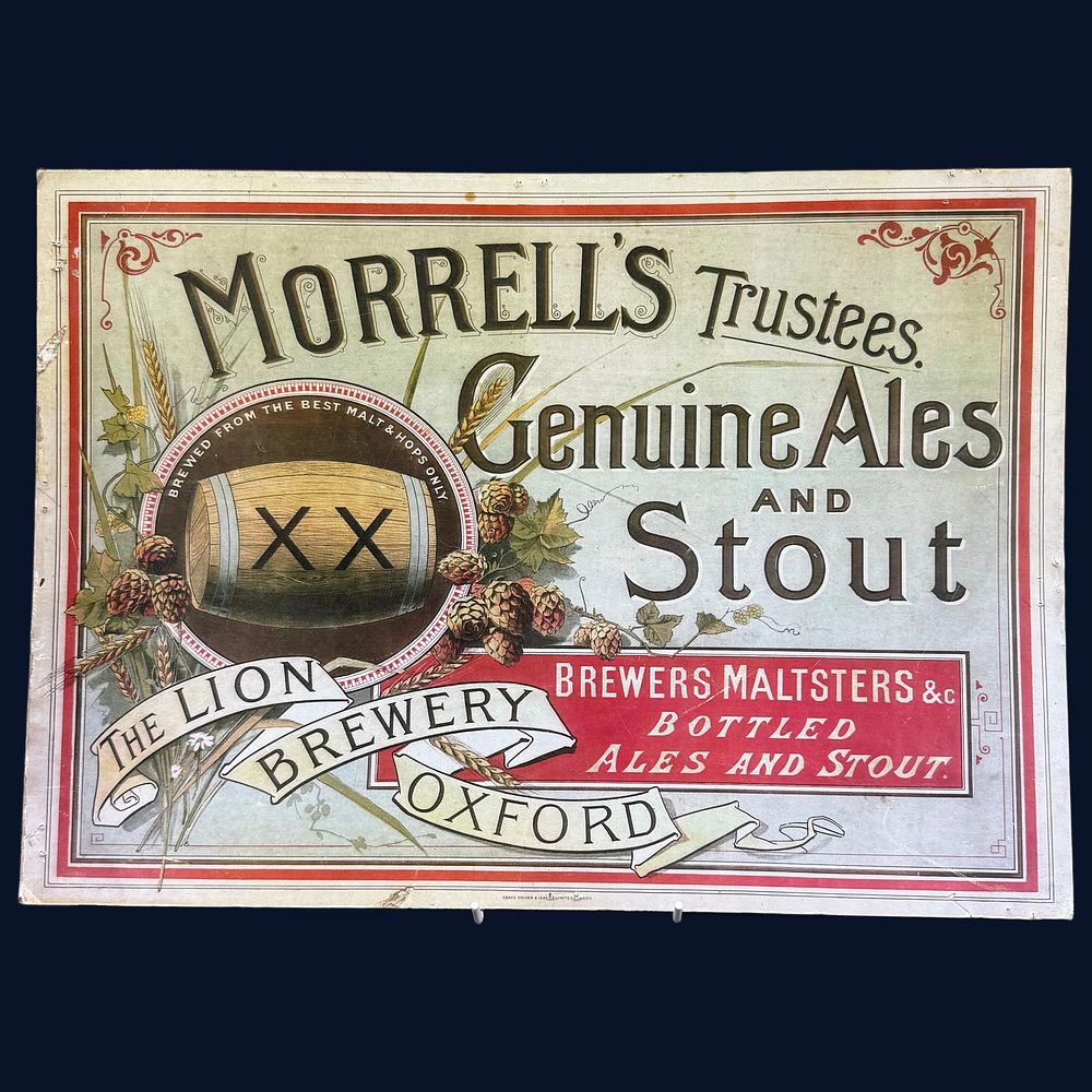 Lot 118: Morrell's Trustees The Lion Brewery Oxford Advertising Showcard