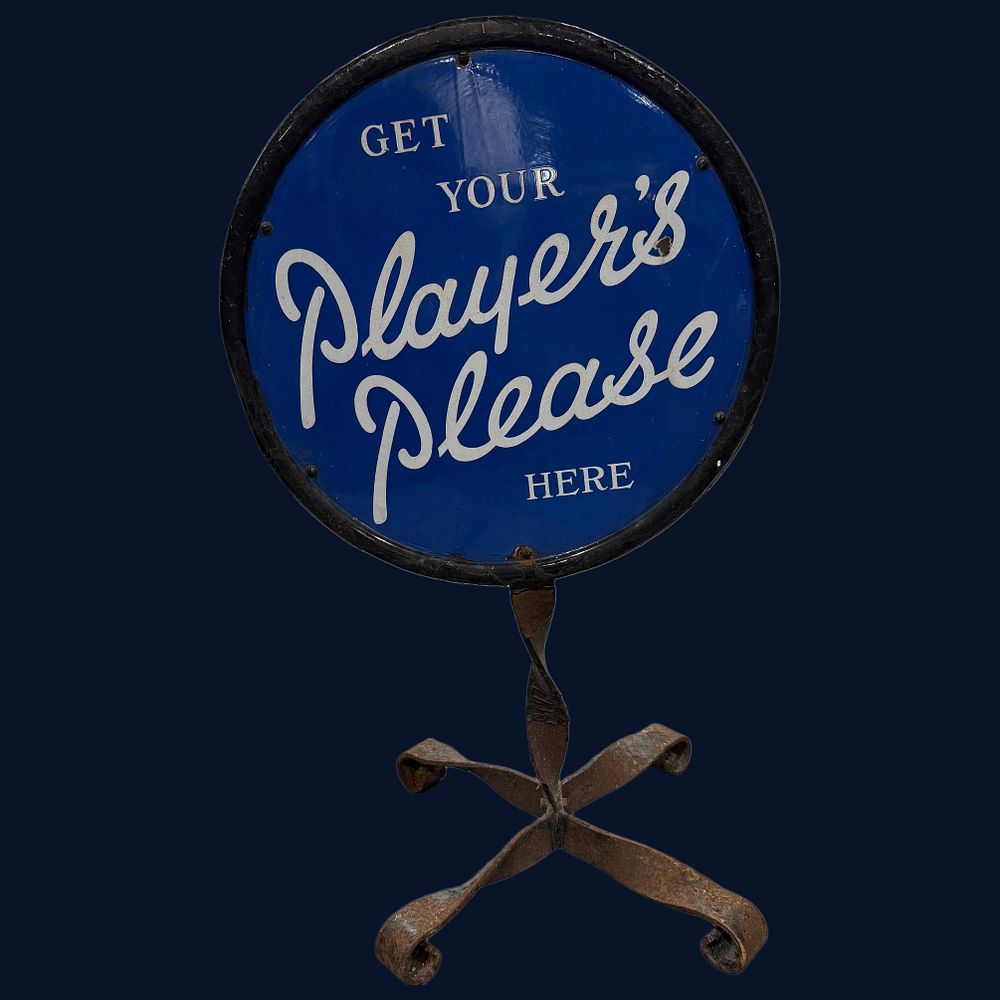 Lot 134: Player's Enamel Double-sided Advertising Sign