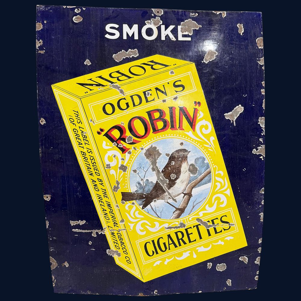 Lot 142: Ogden's Robin Cigarettes Enamel Advertising Sign