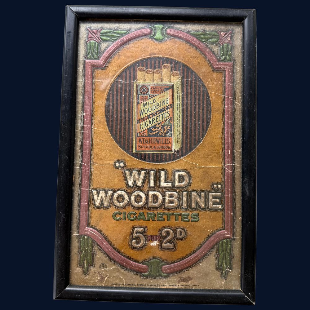 Lot 146: Wild Woodbine Cigarettes Advertising Showcard