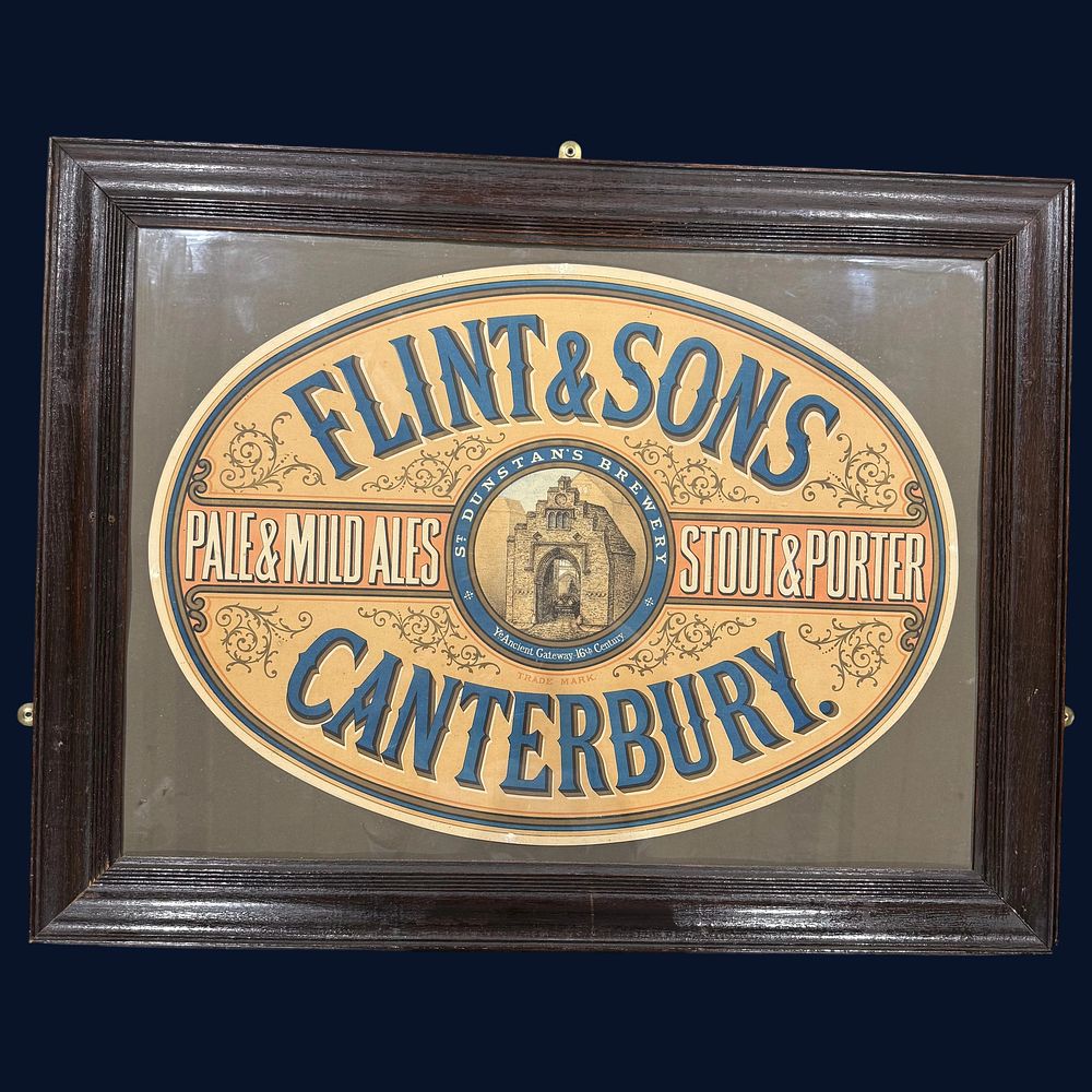 Lot 150: Flint & Sons St. Dunstan's Brewery Framed Oval Showcard