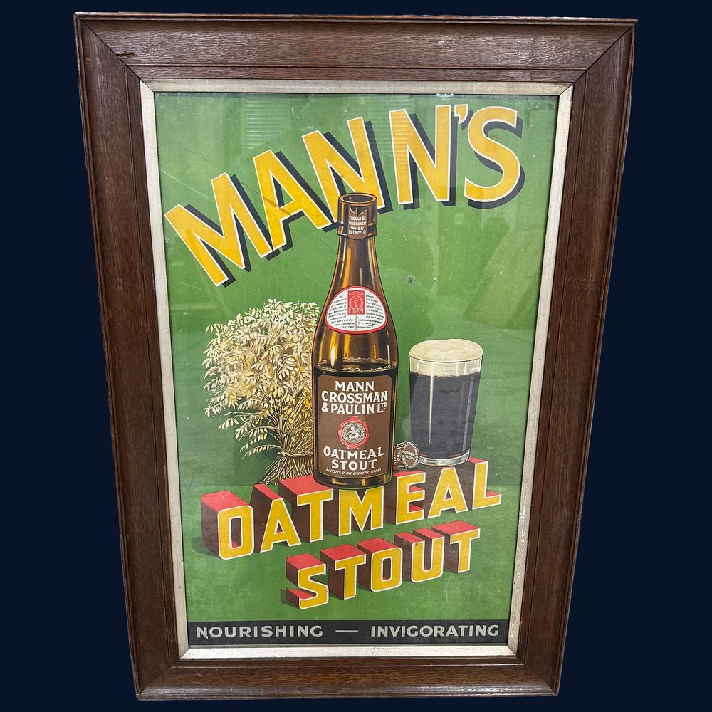 Lot 152: Mann's Oatmeal Stout Framed Showcard