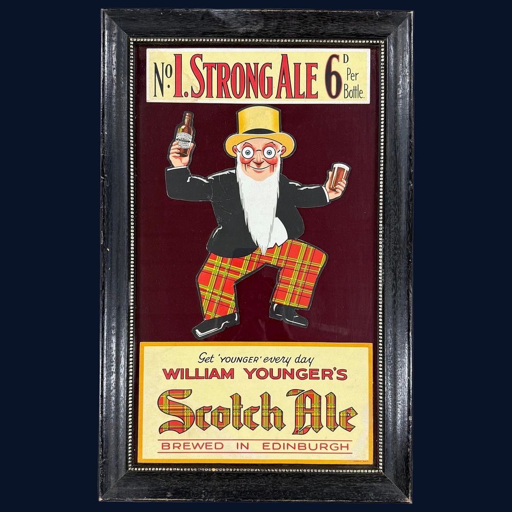 Lot 155: William Younger Scotch Ale Advertising Die Cut Showcard
