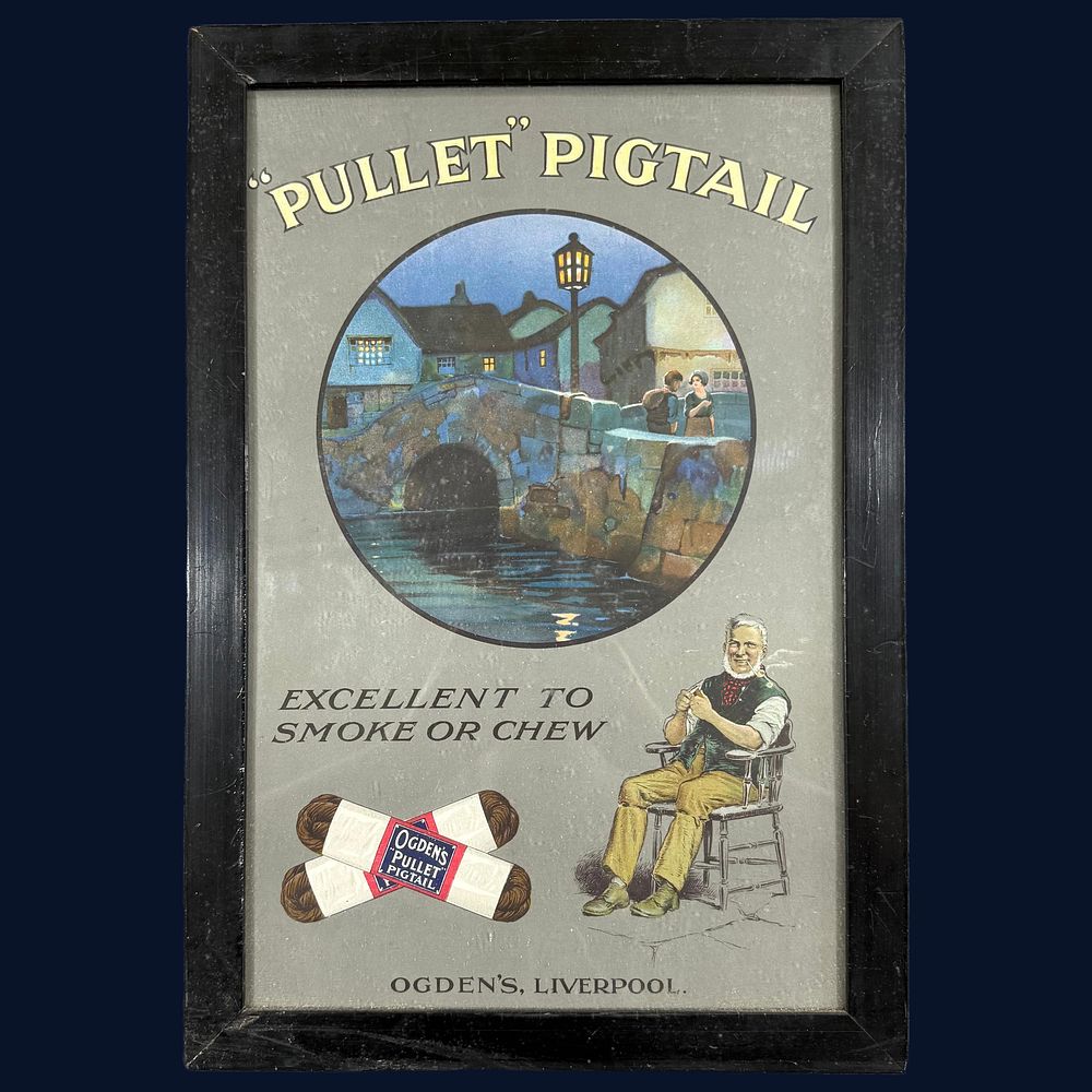 Lot 158: Ogden's "Pullet" Pigtail Tobacco Advertising Showcard