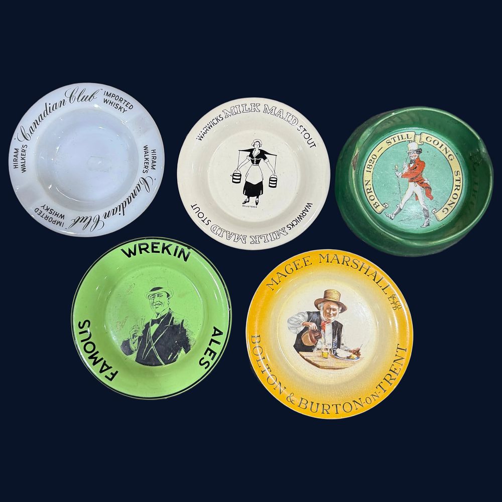 Lot 166: An Assortment of Advertising Beer and Spirit Ashtrays and Coasters