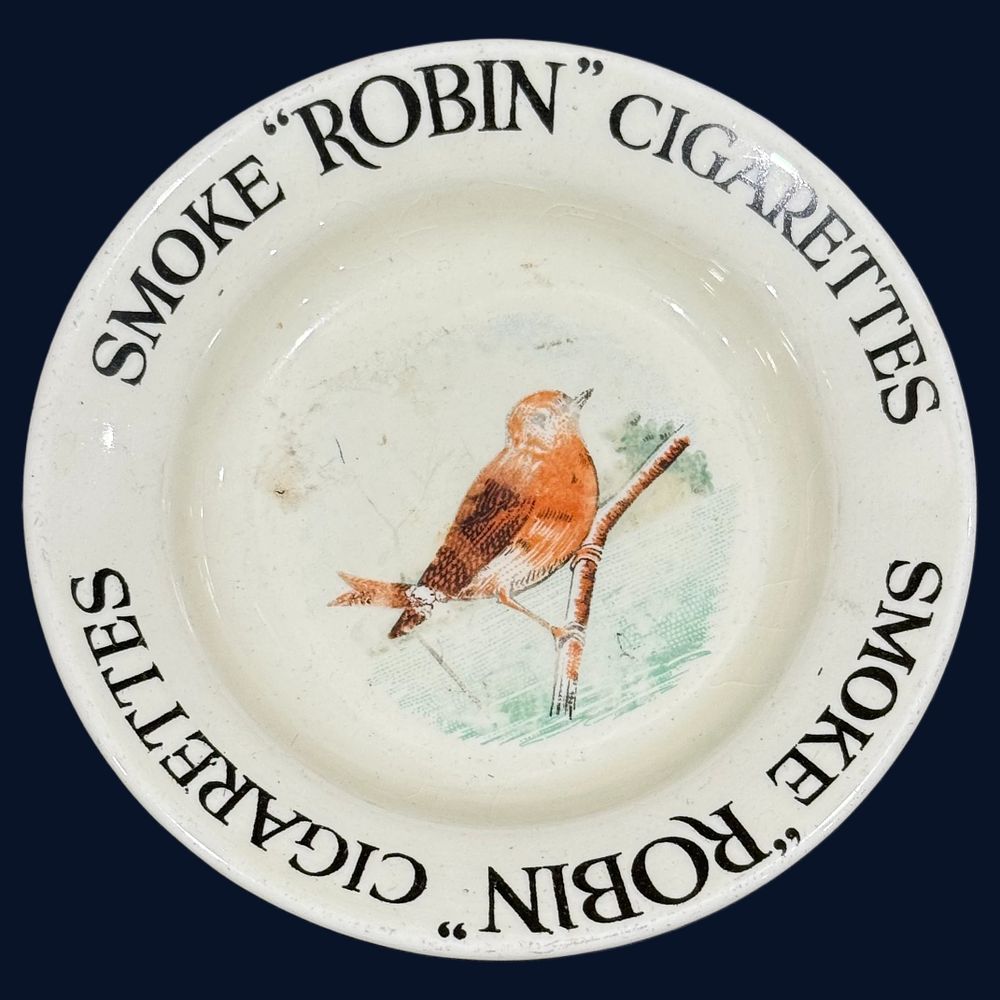 Lot 168: Smoke Robin Cigarettes Ceramic Advertising Ashtray