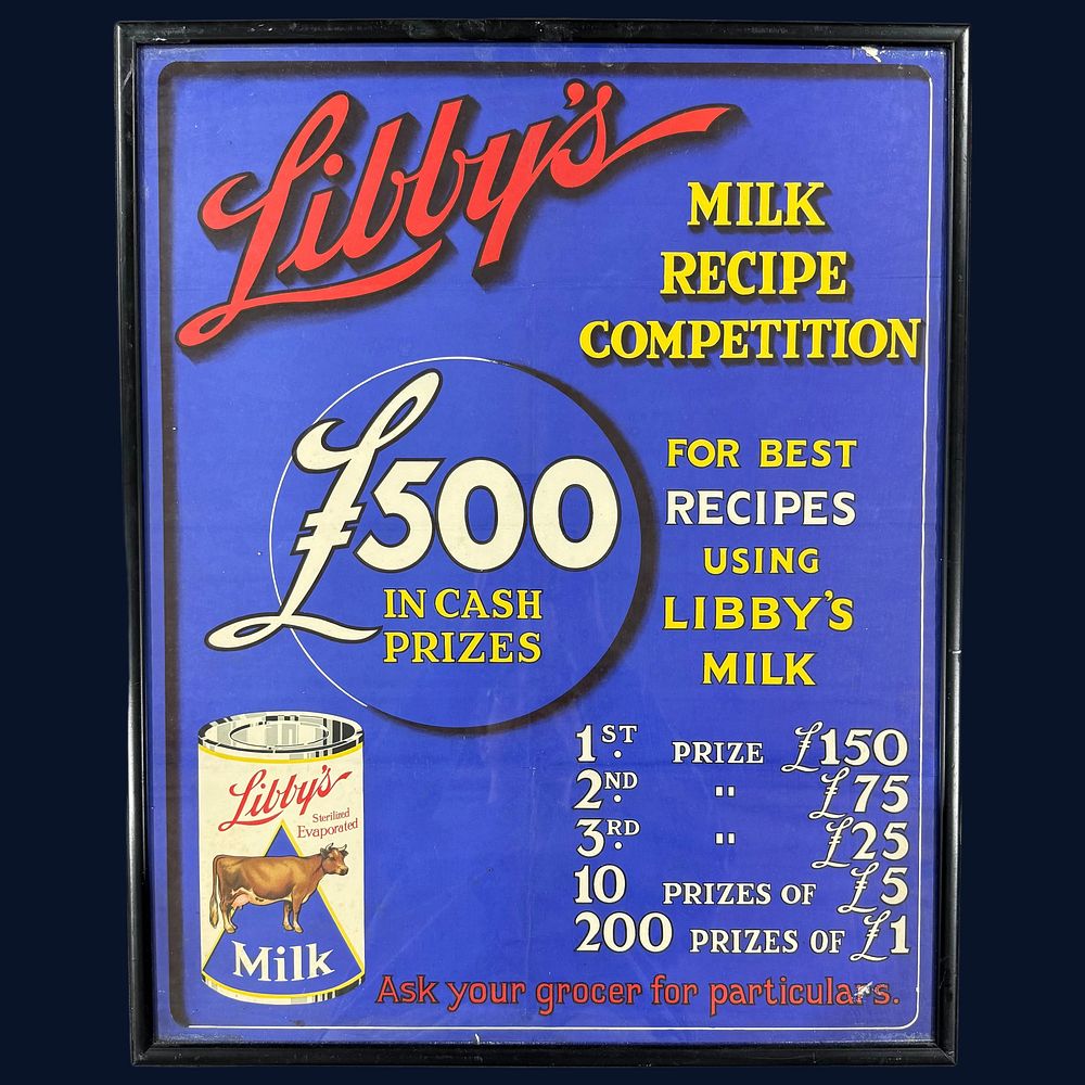 Lot 223: Libby's Milk Recipe Competition Advertising Print