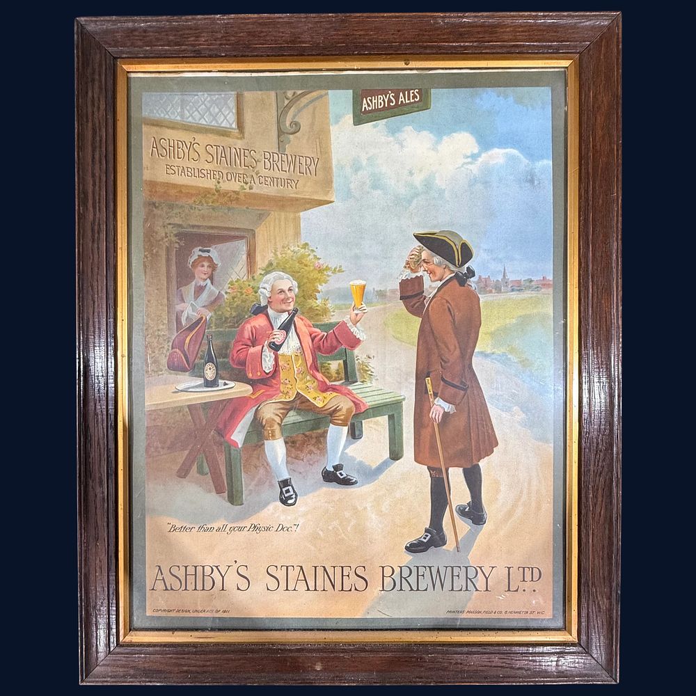 Lot 227: Ashby's Staines Brewery Ltd Framed Advertisement
