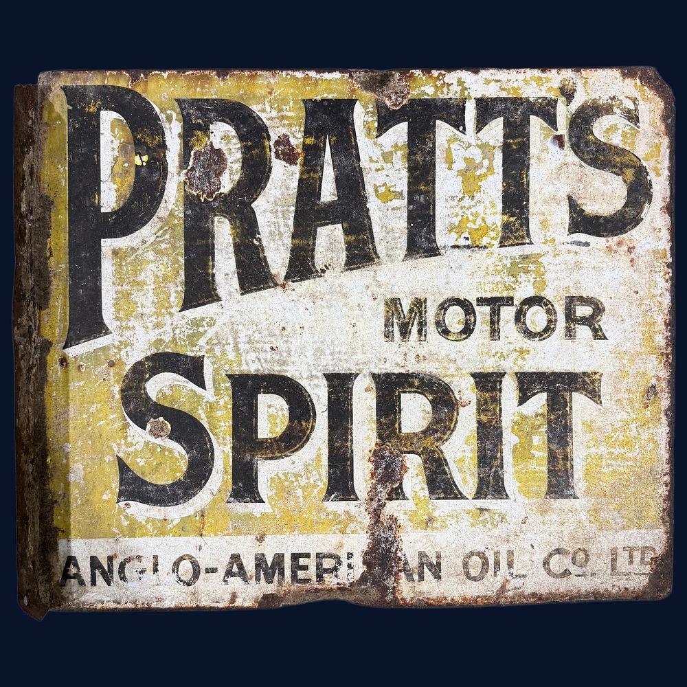 Lot 229: Pratts Motor Spirit Flanged Enamel Advertising Sign