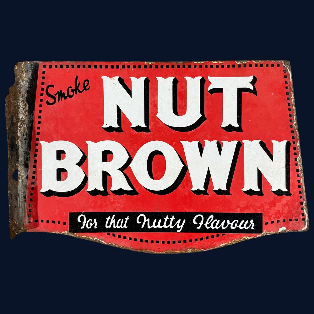 Lot 231: Nut Brown Tobacco Flanged Enamel Advertising Sign