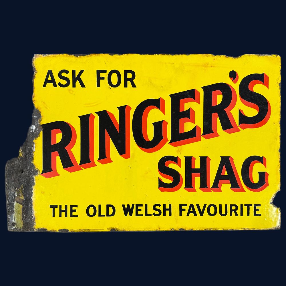 Lot 232: Ringer's Shag Flanged Enamel Advertising Sign