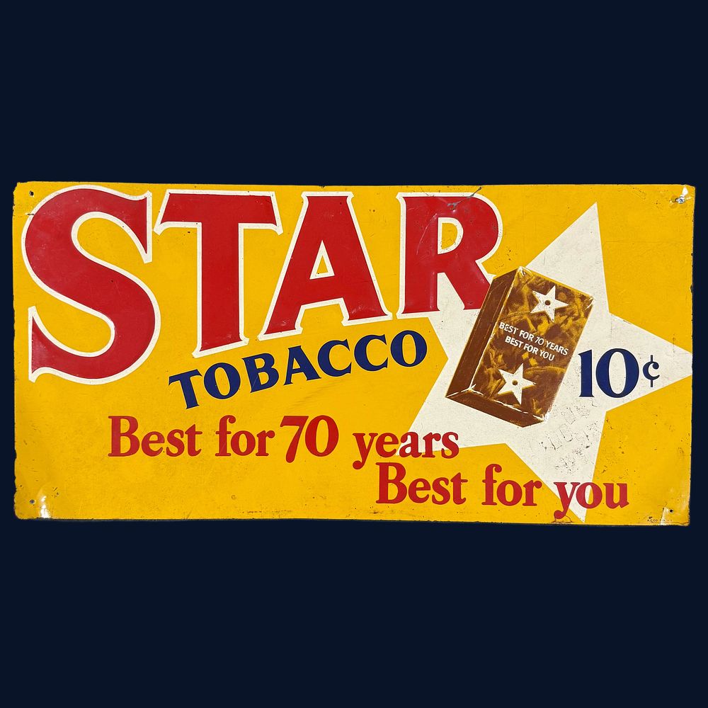 Lot 238: Star Tobacco Lithographed Embossed Tin Advertising Sign