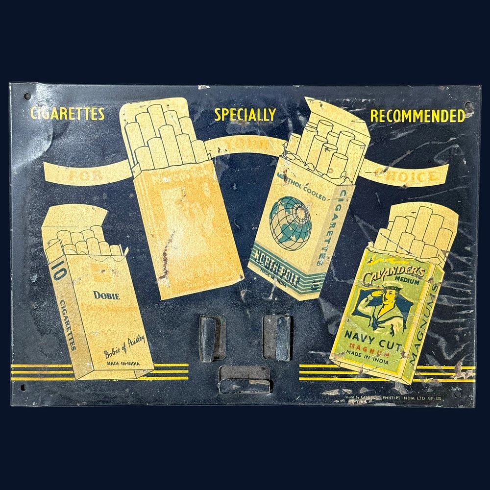Lot 241: Godfrey Phillips India Ltd Cigarettes Lithographed Tin Advertising Sign