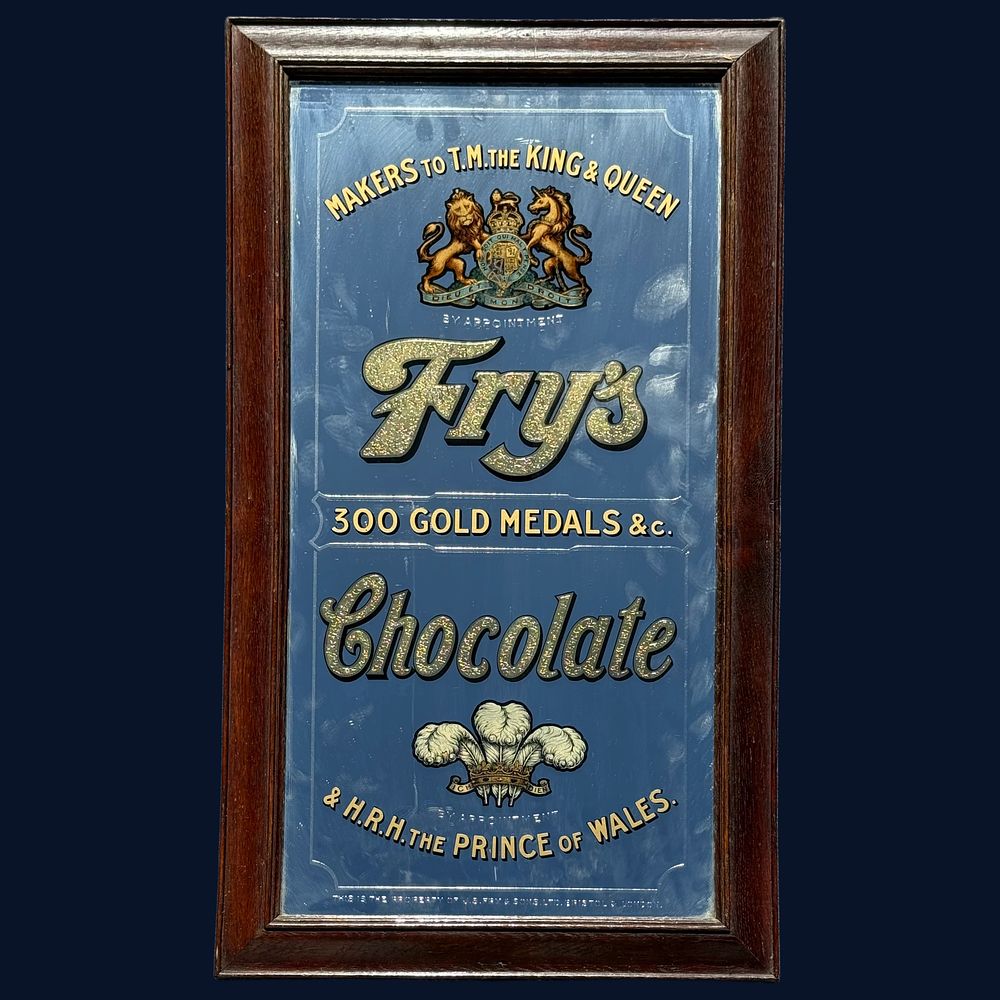 Lot 246: Fry's Chocolate Reverse Painted Advertising Mirror