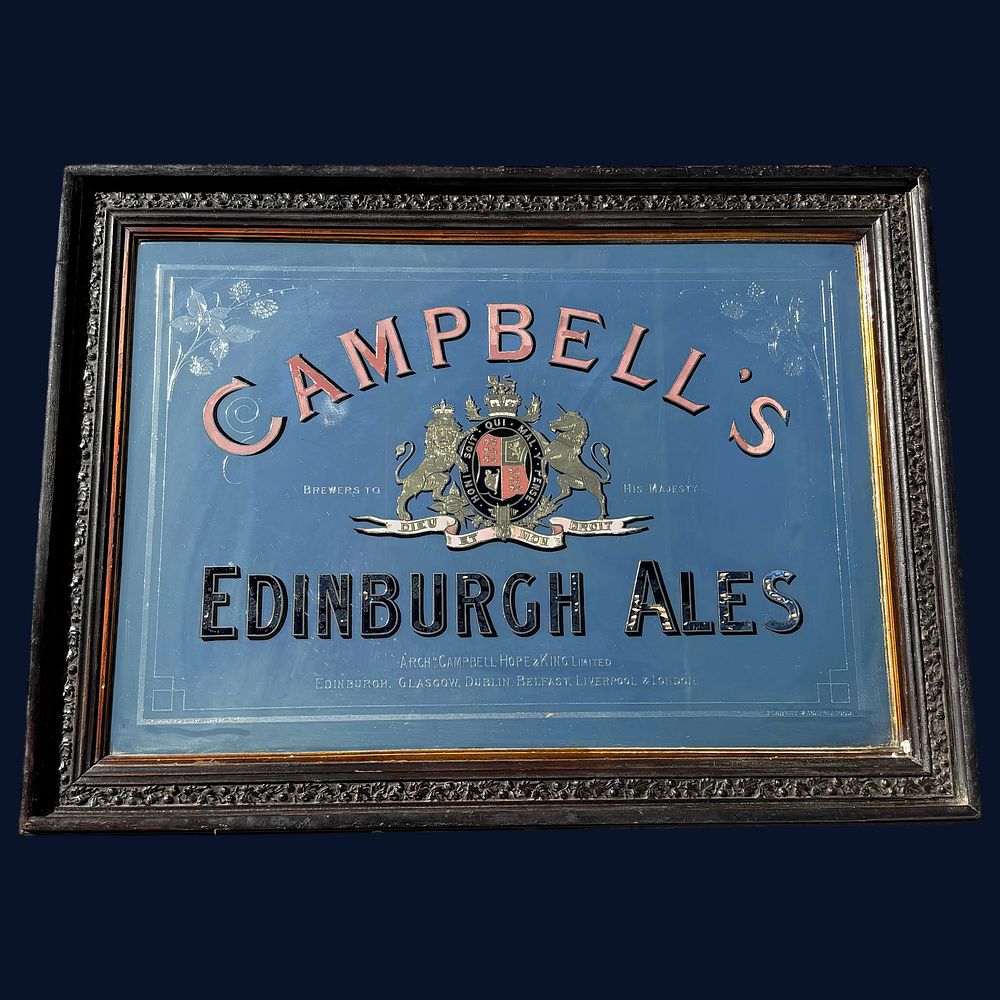 Lot 250: Campbell's Edinburgh Ales Advertising Reverse Painted Mirror