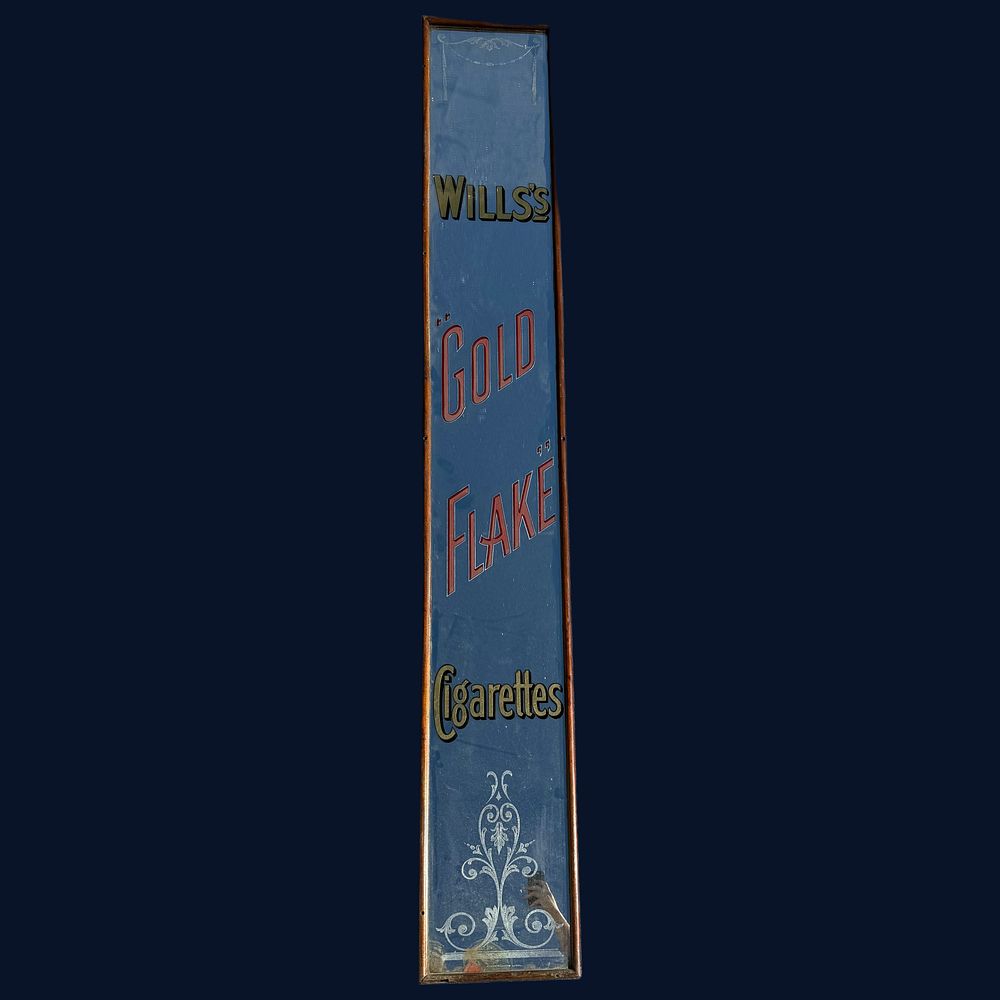 Lot 255: Wills's Gold Flake Cigarettes Reverse Painted Mirror Advertising Sign