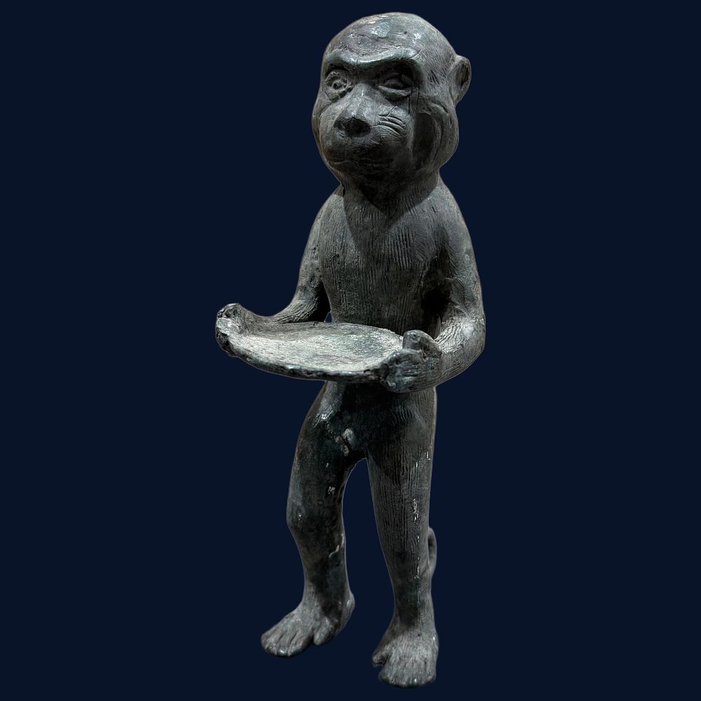 Lot 280: Patinated Cast Metal Standing Monkey Butler Card Tray