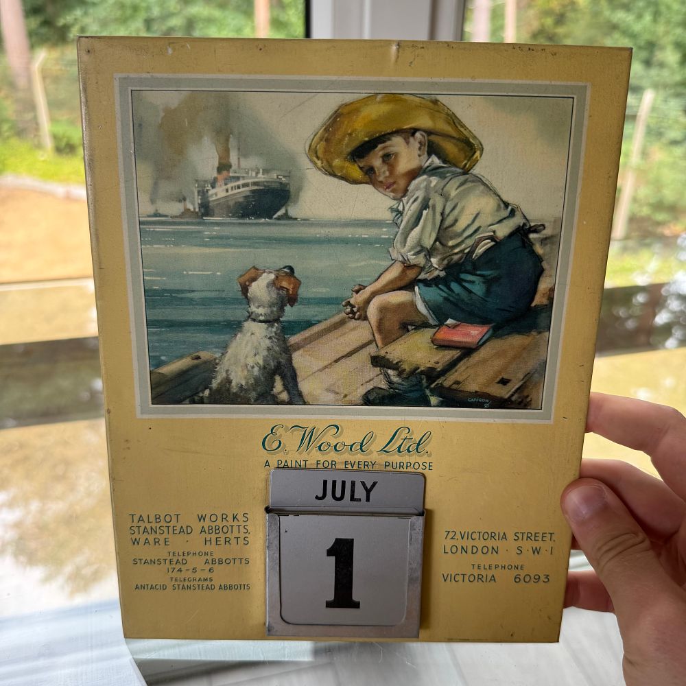 Lot 283: E. Wood Ltd A Paint For Every Purpose Lithographed Tin Advertising Perpetual Calendar