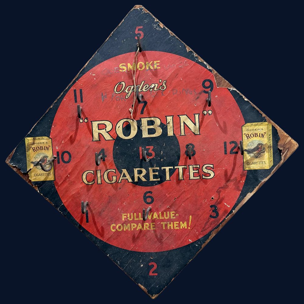 Lot 297: Ogden's Robin Cigarettes Advertising Hook-It Game Board