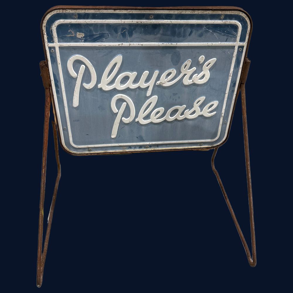 Lot 303: Player's Please Double-Sided Metal Advertising Sign