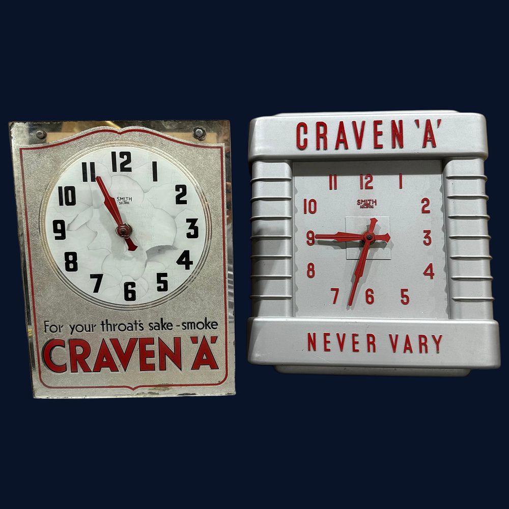 Lot 313: Two Craven 'A' Electric Advertising Clocks