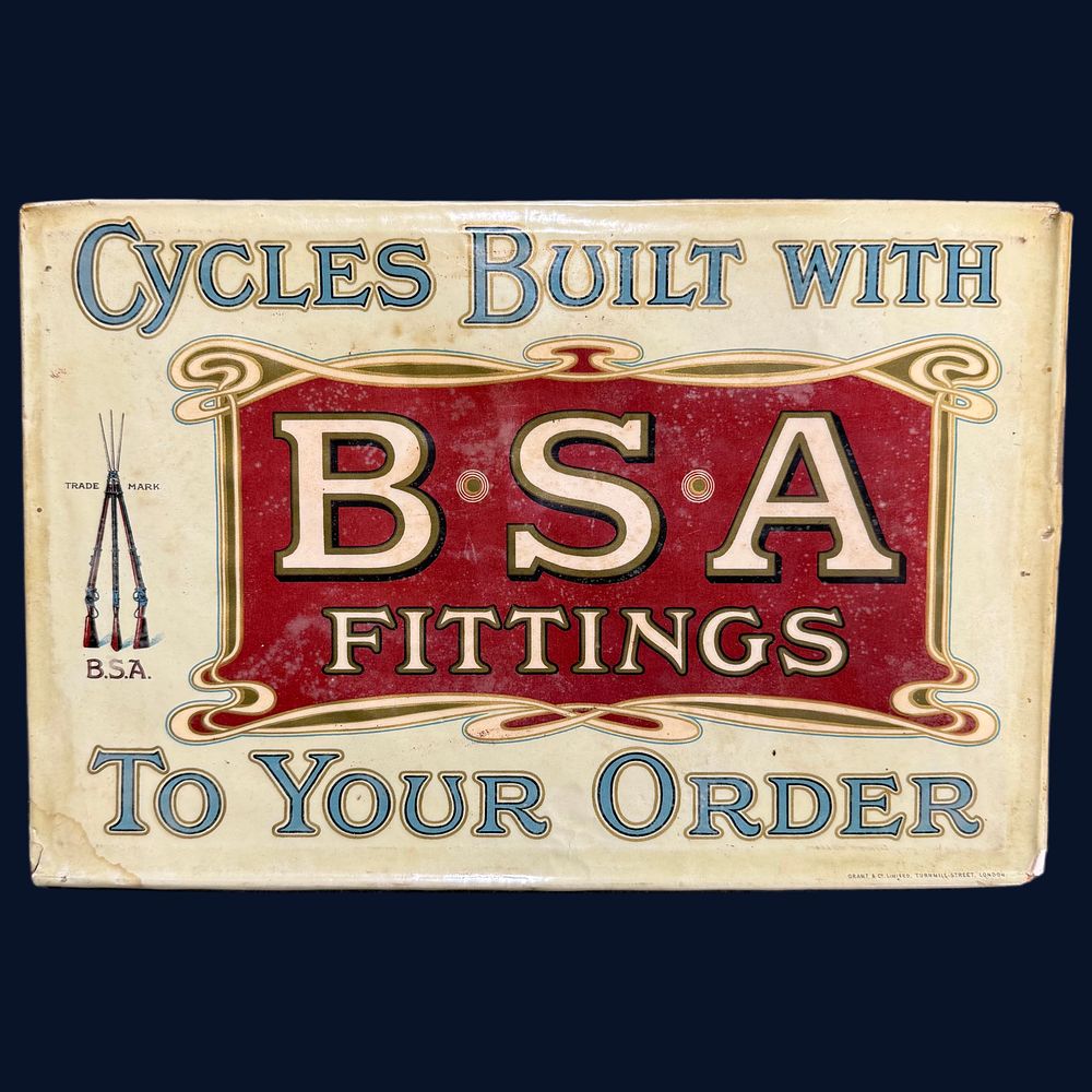 Lot 396: B.S.A. Cycles Advertising Cellulose Showcard