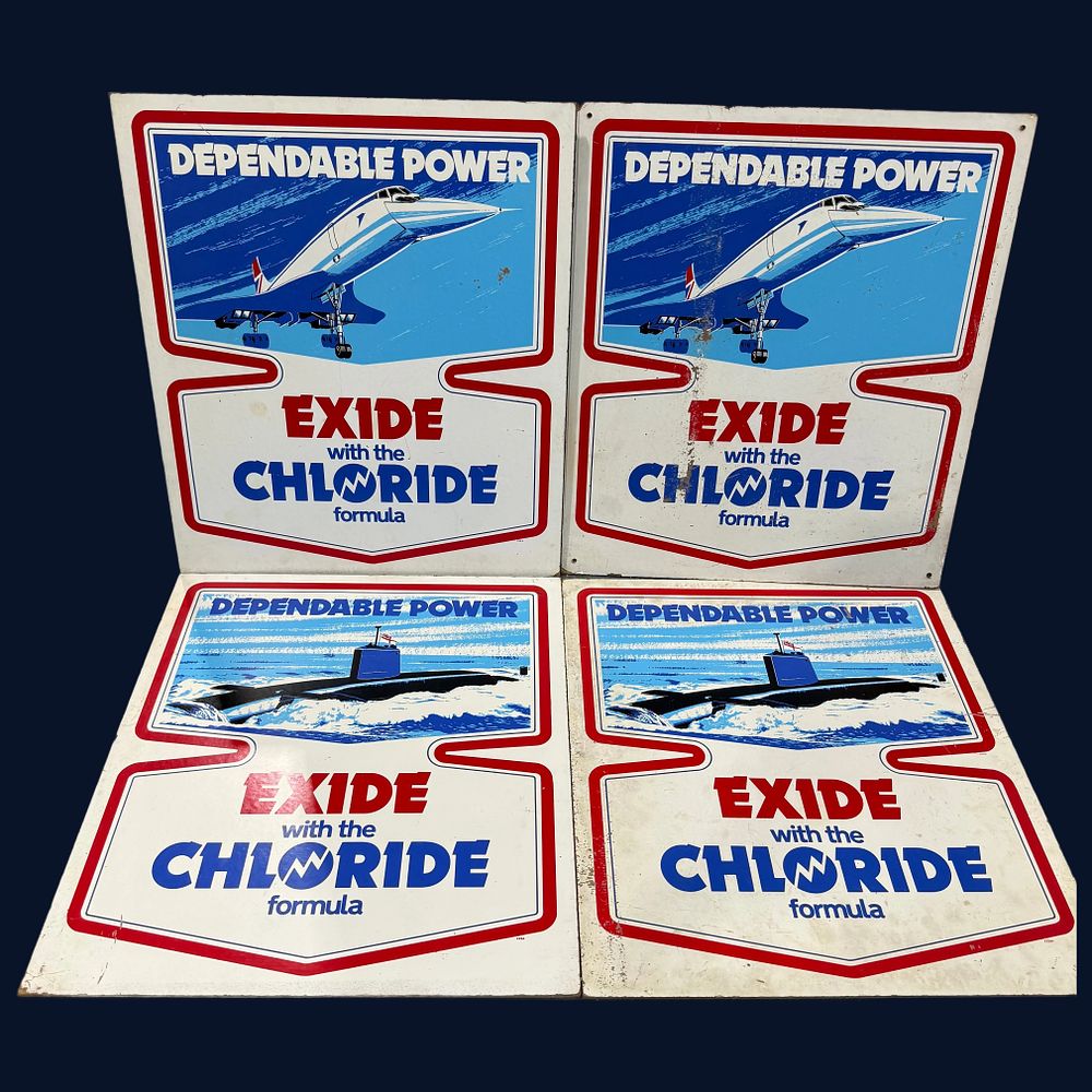 Lot 397: A Set of Exide Batteries Advertising Showcards