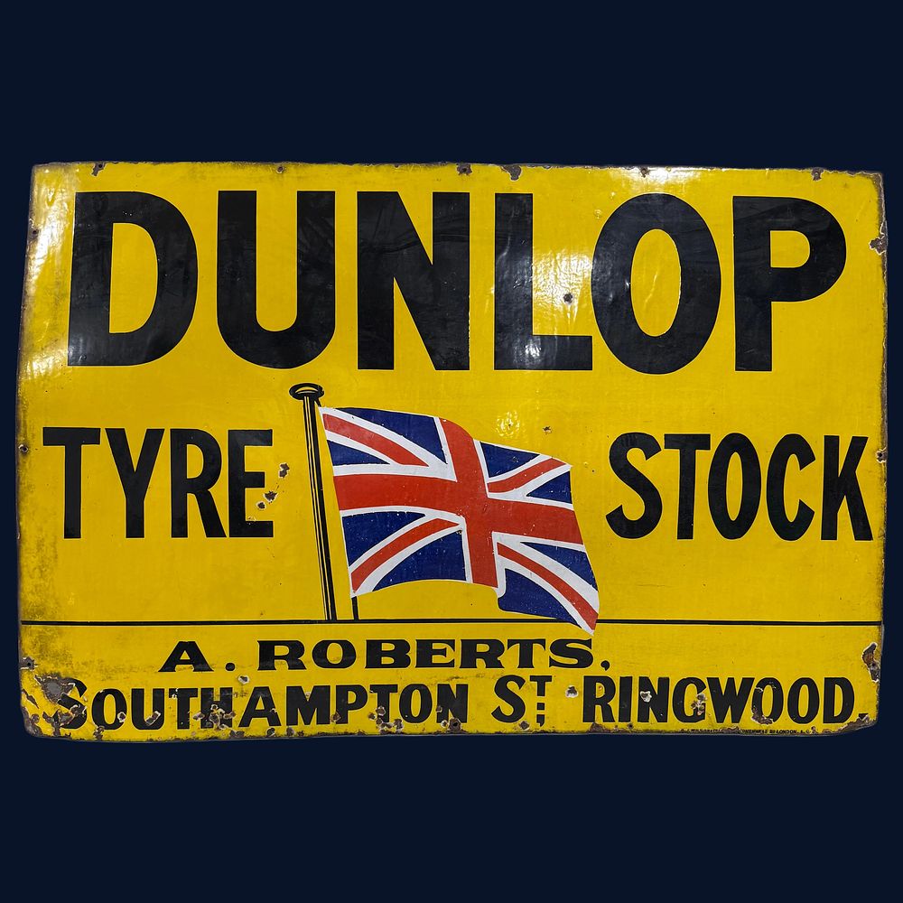 Lot 411: Dunlop Tyre Stock A. Roberts Ringwood Enamel Advertising Sign