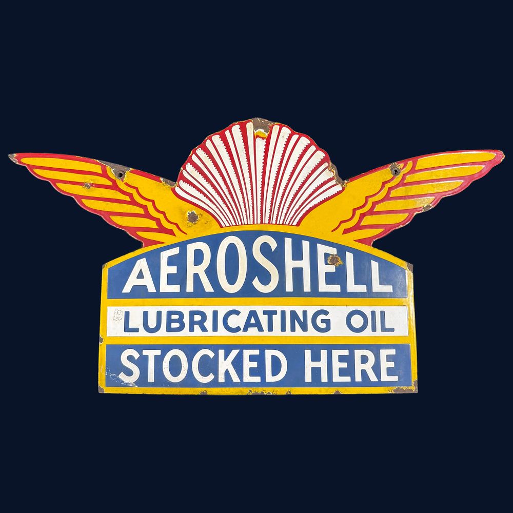 Lot 412: AeroShell Lubricating Oil Enamel Advertising Sign