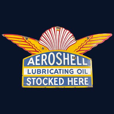 AeroShell Lubricating Oil Enamel Advertising Sign