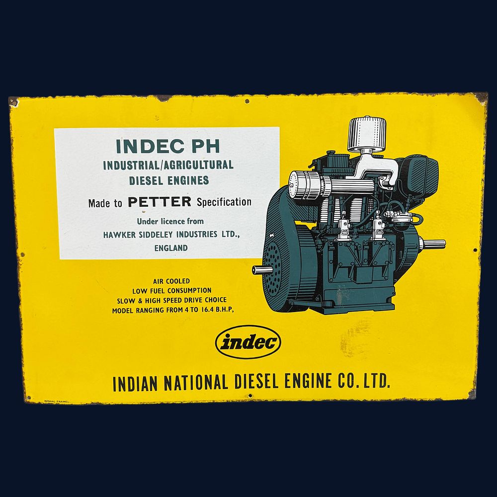 Lot 414: Indec PH Industrial/Agricultural Diesel Engines Enamel Advertising Sign