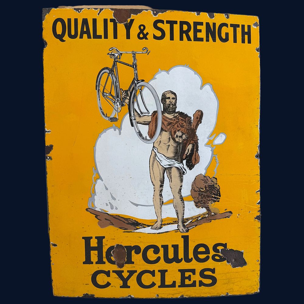 Lot 416: Hercules Cycles Enamel Advertising Sign
