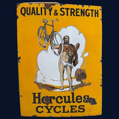 Hercules Cycles Enamel Advertising Sign