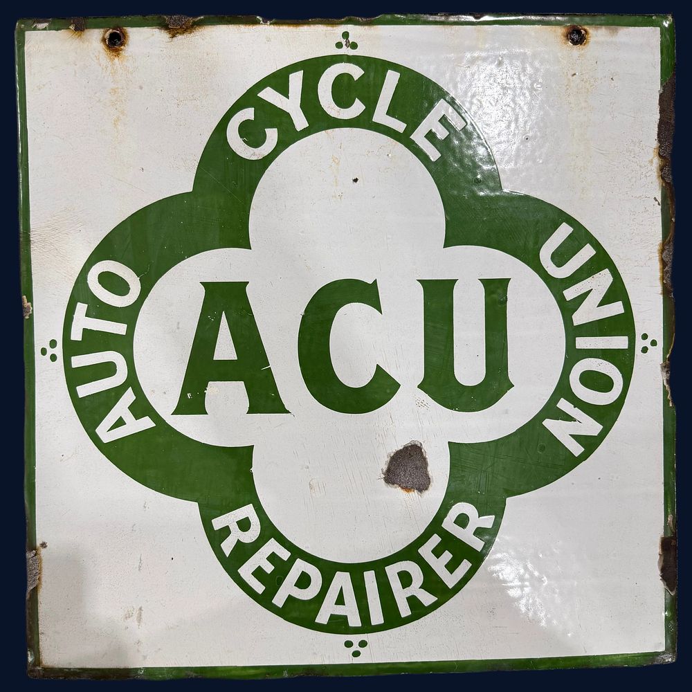 Lot 423: Auto Cycle Union Repairer Enamel Advertising Sign