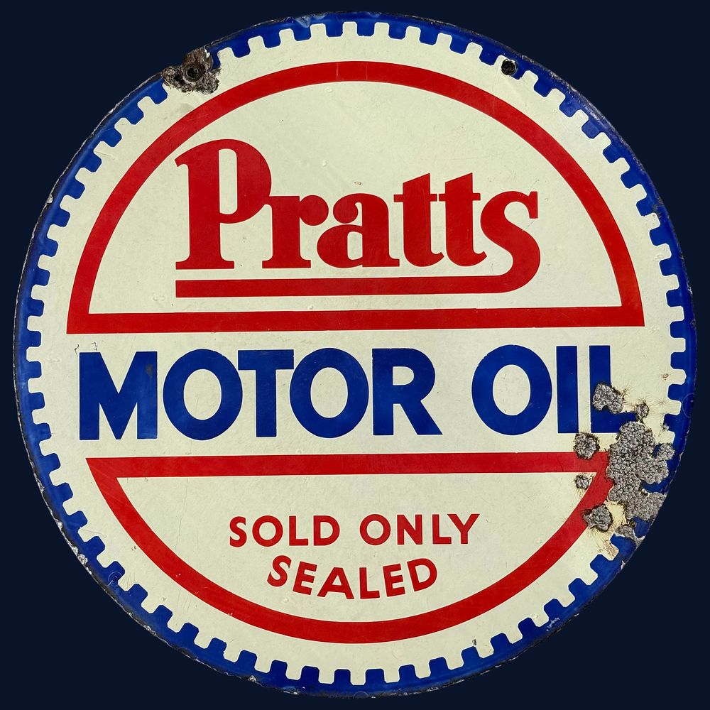 Lot 424: Pratts Motor Oil Enamel Advertising Sign
