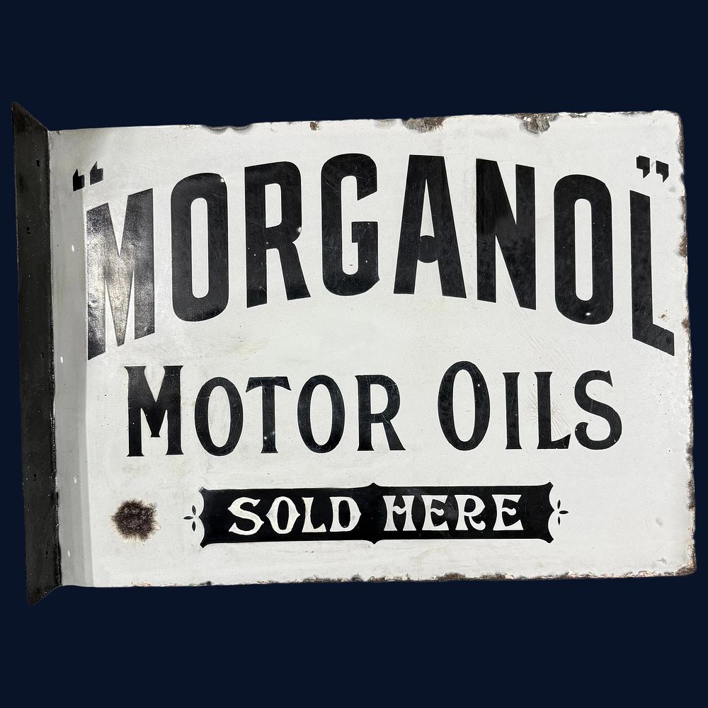 Lot 432: Morganol Motor Oils Flanged Enamel Advertising Sign