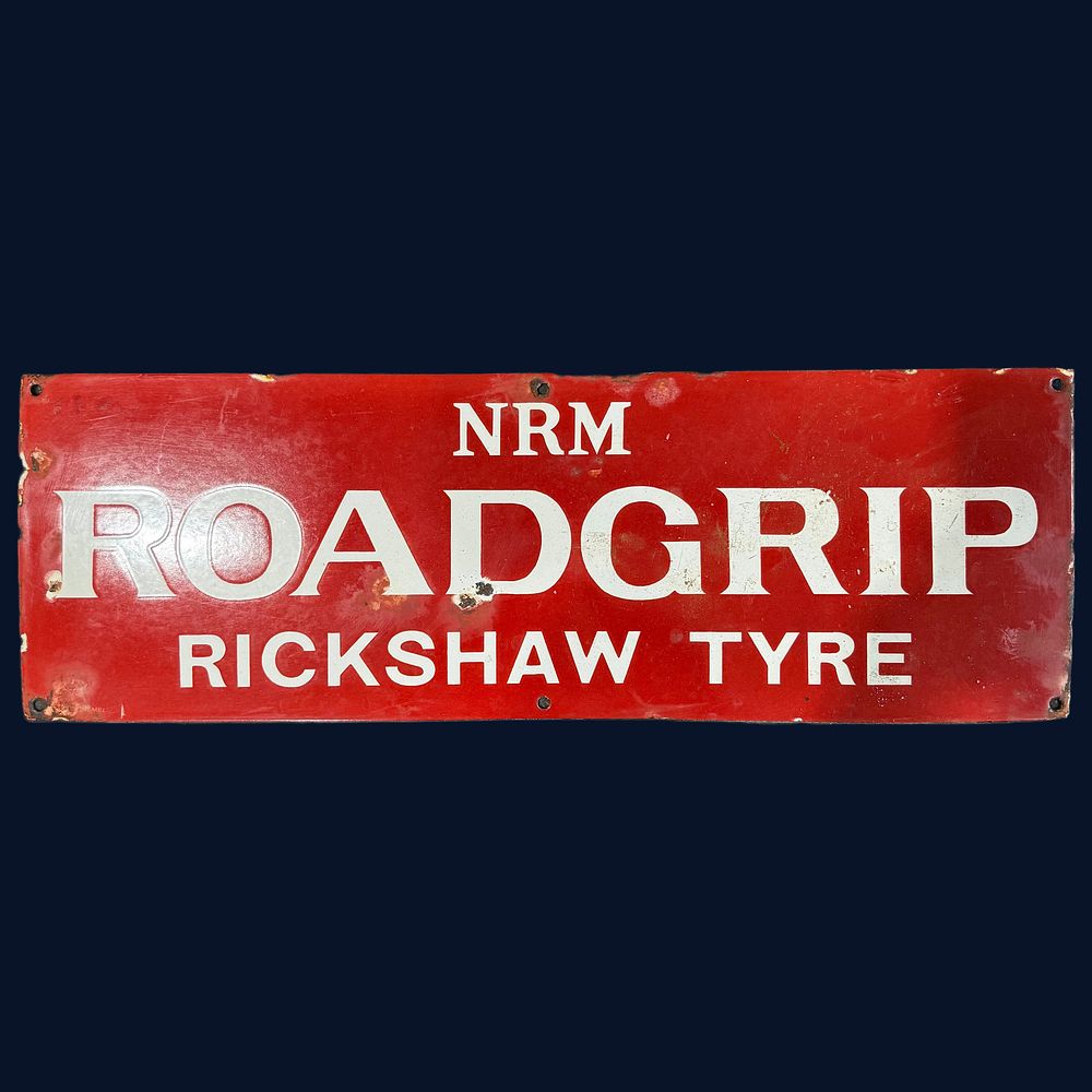 Lot 438: NRM Roadgrip Rickshaw Tyre Enamel Advertising Sign