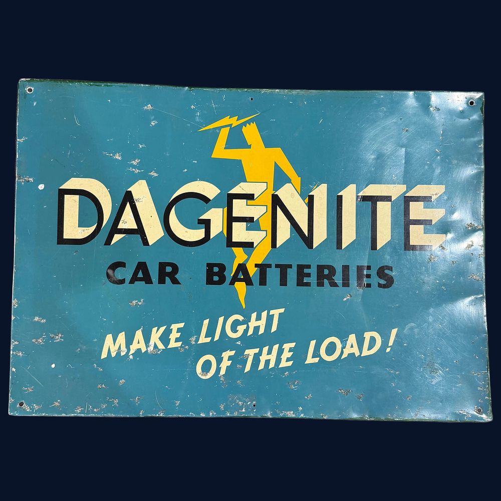 Lot 505: Dagenite Car Batteries Lithographed Tin Advertising Sign