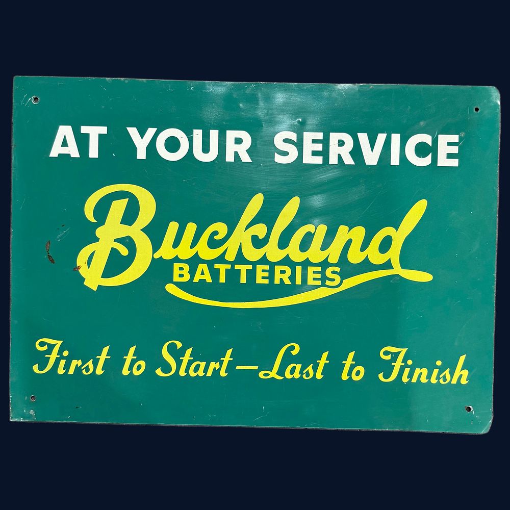 Lot 507: Buckland Batteries Motoring Metal Advertising Sign