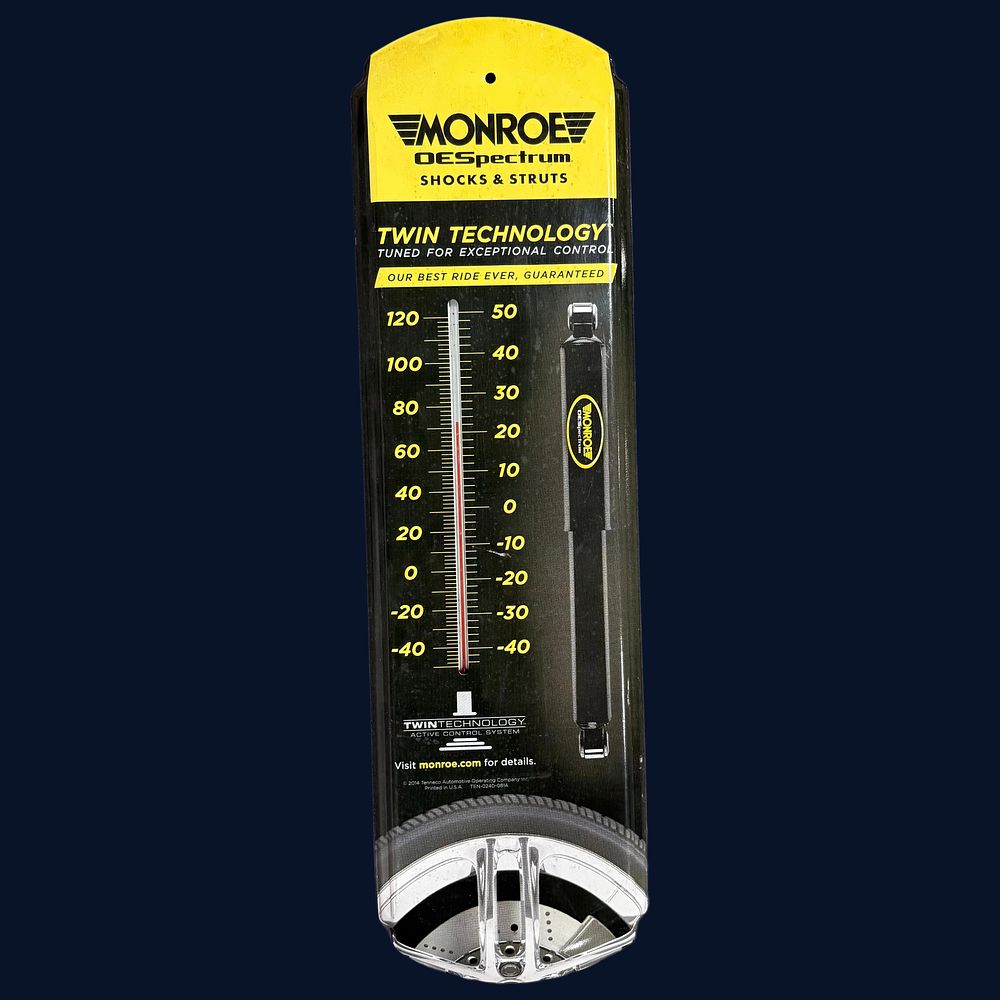 Lot 509: Monroe Shocks & Struts Lithographed Advertising Thermometer